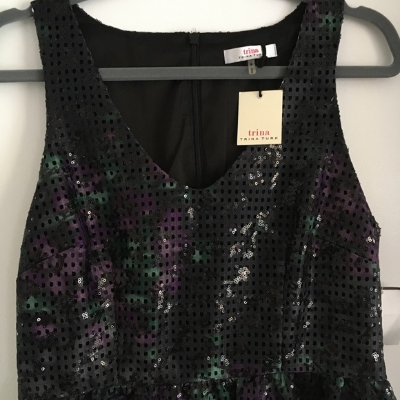 NWT Trina Turk black sequin cocktail dress M - Picture 3 of 13